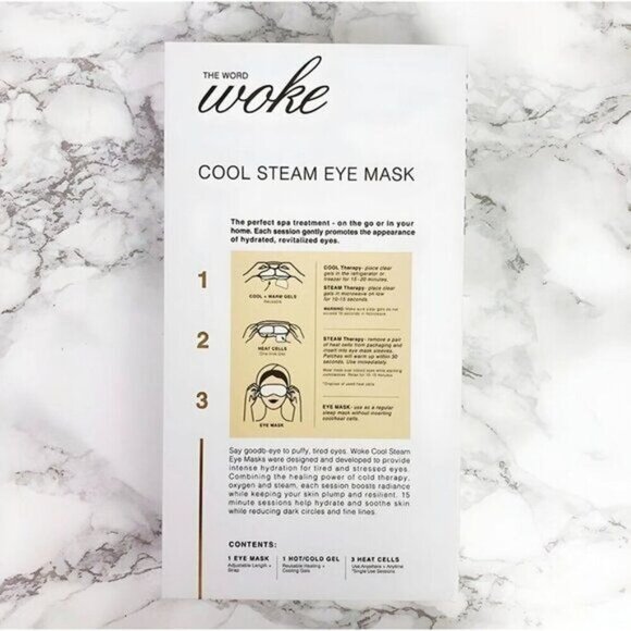 Woke ✦ Cool Steam Eye Mask Kit ✦ Blush Pink Reusable Gel Packs & Heat Cells NWT - Picture 6 of 9